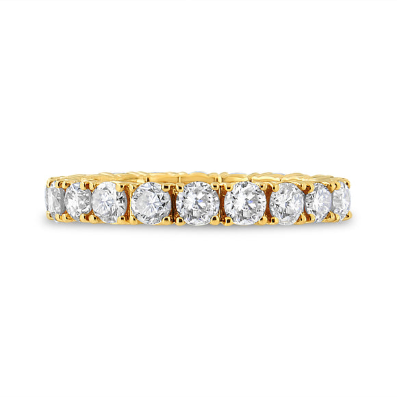 14K Yellow Gold 2.00 Cttw Shared Prong Set Round Cut Diamond Eternity Band (J-K Color, VS1-VS2 Clarity) - Ring Size 6.75