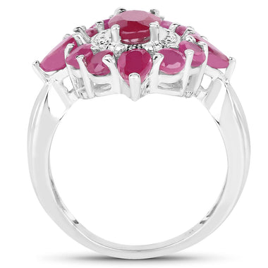 3.04 Carat Glass Filled Ruby .925 Sterling Silver Ring - 0