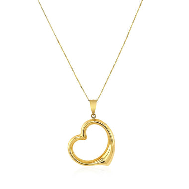 14k Yellow Gold Floating Heart Drop Pendant - 0
