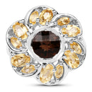 3.46 Carat Genuine Smoky Quartz & Citrine .925 Sterling Silver Ring-3