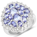 4.72 Carat Genuine Tanzanite and White Topaz .925 Sterling Silver Ring-1