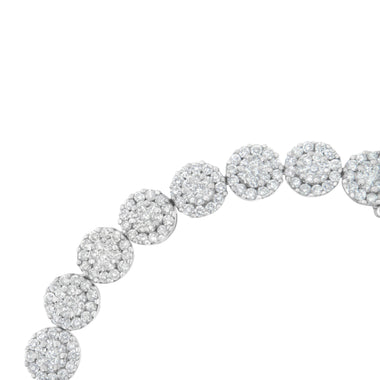 14K White Gold 3-3/4 Cttw Round-Brilliant Cut Diamond 7-1/4" Round Cluster Links Tennis Bracelet (I-J Color, SI2-I1 Clarity) - 0