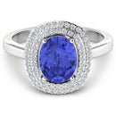 2.02 Carat Genuine Tanzanite and White Diamond 14K White Gold Ring-3