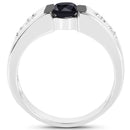 0.56 Carat Genuine Black Diamond and White Diamond .925 Sterling Silver Ring-2