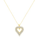 14K Yellow Gold .925 Sterling Silver 4 cttw Round-cut Diamond Cluster Heart Pendant Necklace (K-L Color, I1-I2 Clarity)-2