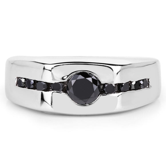 0.74 Carat Genuine Black Diamond .925 Sterling Silver Ring
