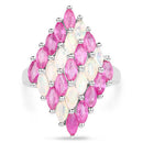 2.95 Carat Genuine Ethiopian Opal and Ruby .925 Sterling Silver Ring-3
