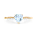 0.65 Carat Genuine Aquamarine and White Diamond 14K Yellow Gold Ring-3