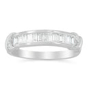 .925 Sterling Silver 1/2 Cttw Baguette Cut Diamond Channel Set X-Station Wedding Ring (H-I Color, I1-I2 Clarity) - Size 6-1/2-3