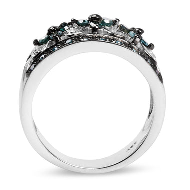 0.54 Carat Genuine Blue Diamond .925 Sterling Silver Ring - 0