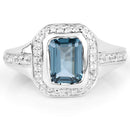 2.29 Carat Genuine London Blue Topaz and White Topaz .925 Sterling Silver Ring-3