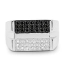 0.64 Carat Genuine Black Diamond and White Diamond .925 Sterling Silver Ring-4