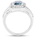 2.29 Carat Genuine London Blue Topaz and White Topaz .925 Sterling Silver Ring-2