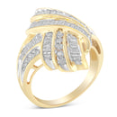 10K Yellow Gold Diamond Bypass Cocktail Ring (1 1/5 Cttw, I-J Color, I2-I3 Clarity) - Size 8-1