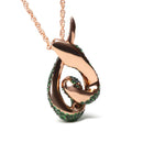 18K Rose Gold Round Green Tsavorite Gemstone Cluster Spiral Snake Design 18" Pendant Necklace (AAA+ Quality)-2