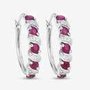 1.38 Carat Genuine Ruby and White Topaz .925 Sterling Silver Earrings-4