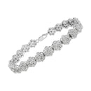 .925 Sterling Silver 2.0 cttw Diamond 7 Stone Floral Cluster Link Bracelet (I-J Color, I3 Clarity) -7.25"-3