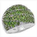 3.16 Carat Genuine Chrome Diopside .925 Sterling Silver Ring-1