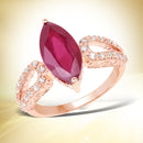 14K Rose Gold Plated 5.11 Carat Glass Filled Ruby and White Topaz .925 Sterling Silver Ring-1