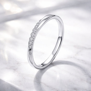 925 Sterling Silver Pavé Set CZ Platinum Plated Ring Size 6 for Women - 0