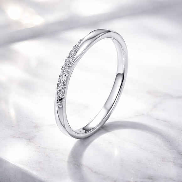 925 Sterling Silver Pavé Set CZ Platinum Plated Ring Size 6 for Women