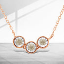 10K Rose and White Gold Plated .925 Sterling Silver 1/4 Cttw Miracle-Set Champagne Diamond Triple Circle 18" Necklace (I2-I3 Clarity)-1