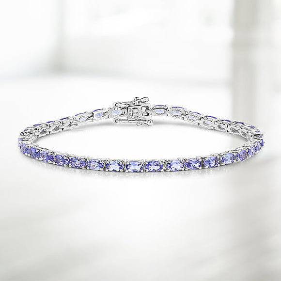 8.75 Carat Genuine Tanzanite .925 Sterling Silver Bracelet