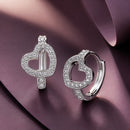925 Sterling Silver Blue Pavé Setting CZ Earrings 12x8mm for Women-1