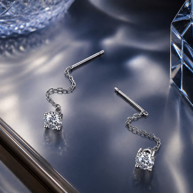 925 Sterling Silver 4.0 Carat Moissanite Earrings for Women - 0