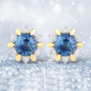 1.87 Carat Genuine Blue Sapphire and White Diamond 14K Yellow Gold Earrings-1