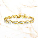 10K Yellow Gold Plated .925 Sterling Silver 1 cttw Prong Set Round-Cut Diamond Link Bracelet (J-K Color, I1-I2 Clarity) - 7.25"-1