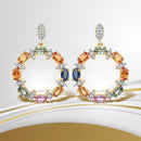 4.12 Carat Genuine Multi Sapphire .925 Sterling Silver Earrings-1