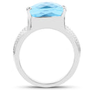 7.50 Carat Genuine Swiss Blue Topaz .925 Sterling Silver Ring-2