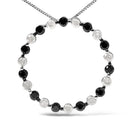 .925 Sterling Silver 1 3/4 Cttw Alternating Black and White Diamond Open Circle Hoop Pendant Necklace (H-I Color, I2-I3 Clarity) - 18" Inches-2