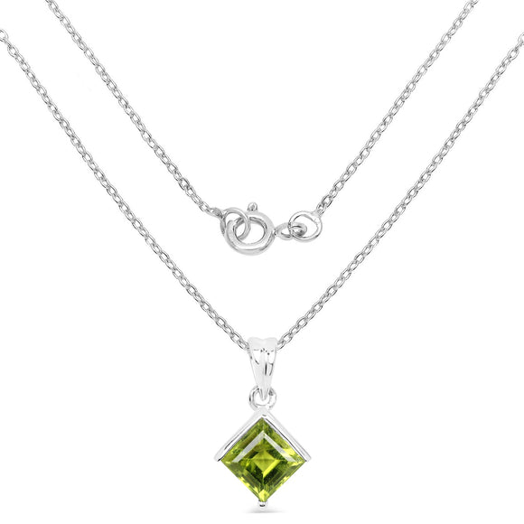 1.56 Carat Genuine Peridot .925 Sterling Silver Pendant