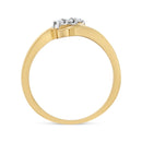 10K Yellow Gold over .925 Sterling Silver 1/10 Cttw Diamond Three-Stone Bypass Fashion Cocktail Ring ( I-J Color, I2-I3 Clarity) - Size 6-3
