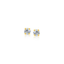 14k Yellow Gold Stud Earrings with Faceted White Cubic Zirconia-1