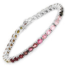 11.16 Carat Genuine Pink Tourmaline, Green Tourmaline and Brown Tourmaline .925 Sterling Silver Bracelet-1