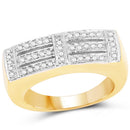 14K Yellow Gold Plated 0.25 Carat Genuine White Diamond .925 Sterling Silver Ring-1