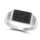0.55 Carat Genuine Black Diamond and White Diamond .925 Sterling Silver Ring-2