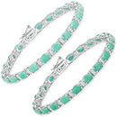 10.47 Carat Genuine Emerald and White Topaz .925 Sterling Silver Bracelet-4