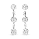 14K White Gold 2.00 Cttw Diamond Composite Cluster Floral Drop Earrings (I-J Color, I1-I2 Clarity)-1