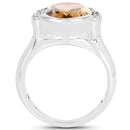 5.05 Carat Genuine Citrine and White Diamond .925 Sterling Silver Ring-2