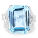 14.20 Carat Genuine Blue Topaz .925 Sterling Silver Ring-3