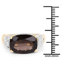 6.65 Carat Genuine Smoky Quartz and White Topaz .925 Sterling Silver Ring-3