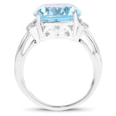 8.36 Carat Genuine Blue Topaz and White Zircon .925 Sterling Silver Ring-2