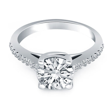 14k White Gold Trellis Diamond Engagement Ring - 0