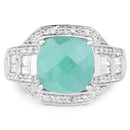 4.09 Carat Genuine Emerald and White Topaz .925 Sterling Silver Ring-3