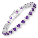 10.01 Carat Genuine Amethyst and White Diamond .925 Sterling Silver Bracelet-1