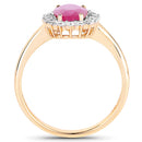 1.48 Carat Genuine Ruby and White Diamond 14K Yellow Gold Ring-2